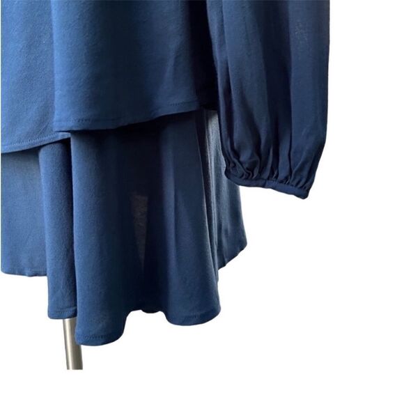 Free People Long Sleeve Keyhole Neck Blue Beck Layered Swing Dress. Size Small - Picture 8 of 10